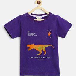 TALES & STORIES Boys Violet & Orange Printed Cotton T-shirt-28
