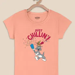 Kids Ville Tom & Jerry Printed Tshirt For Kids Girls-image-90