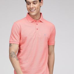 SPORTO Men Pink Polo Collar Cotton T-shirt-image-60