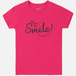 PROTEENS Girls Fuchsia Typography Cotton  Printed T-shirt-25