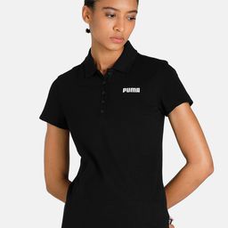 Puma Women Black Polo Collar Regular Fit Cotton T-shirt-image-36