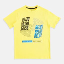 Pantaloons Junior Boys Yellow Typography Printed Cotton T-shirt-image-28