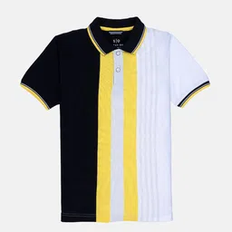 Status Quo Boys Black Striped Cotton Polo Collar T-shirt-image-38