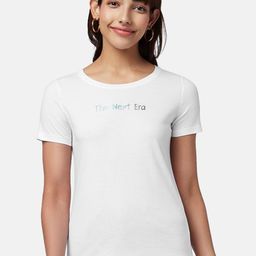 Honey by Pantaloons Women White Printed Round Neck Cotton T-shirt-picture-34