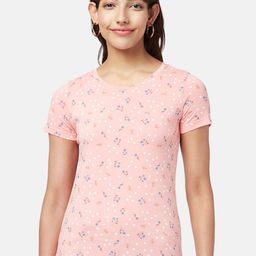 Honey by Pantaloons Women Pink Floral Printed Round Neck Cotton T-shirt-picture-13