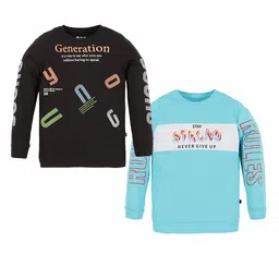 3PIN Boys Pack Of 2 Typography Printed Round Neck Long Sleeves Cotton Pullover Sweatshirt-picture-44