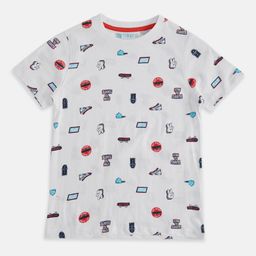 Pantaloons Junior Boys White Printed Cotton T-shirt-picture-47