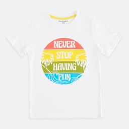 Pantaloons Junior Boys White Typography Printed Cotton T-shirt-picture-37