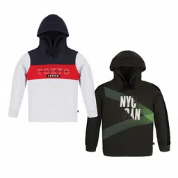 3PIN Boys Pack Of 2 Typography Printed Hooded Long Sleeves Cotton Pullover Sweatshirt-image-79