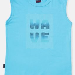 Gini and Jony Boys Blue Typography Printed Cotton T-shirt-image-83