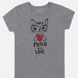 PROTEENS Girls Grey Printed Cotton T-shirt-image-63