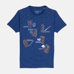 Status Quo Boys Blue Printed Cotton T-shirt-image-29