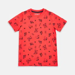 Pantaloons Junior Boys Red Printed Cotton T-shirt-picture-7