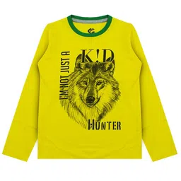 Silver Fang Boys Yellow Printed Cotton T-shirt-image-91