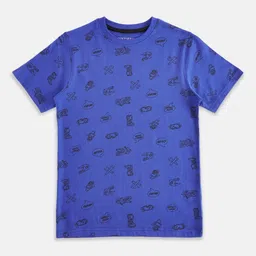 Pantaloons Junior Boys Blue Printed Cotton T-shirt-picture-12
