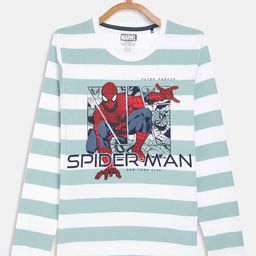 Octave Boys Blue Spider-Man Cotton Striped T-shirt-image-41