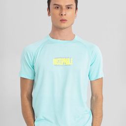 Snitch Blue Typography Printed Round Neck Raglan Sleeves Cotton Slim Fit T-shirt-image-30