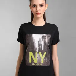 Kazo Women Cotton White Printed T-shirt-image-45