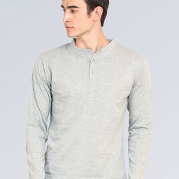 appulse Men Grey Solid Mandarin Collar T-shirt-image-54
