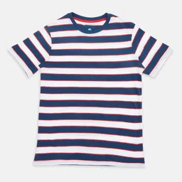 Pantaloons Junior Boys Navy Blue & White Striped T-shirt-48