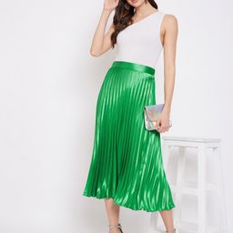Uptownie Lite Women Satin Accordion Pleated Midi Skirt-picture-47
