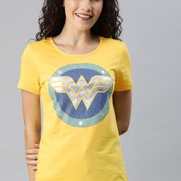 Kook N Keech Wonder Woman Women Yellow Wonder Woman Printed T-shirt-image-74