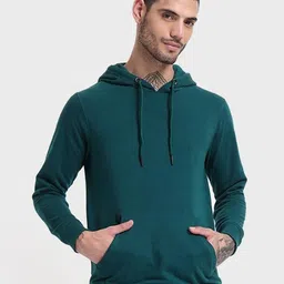 Bewakoof Men Teal Hooded Cotton Sweatshirt-picture-30