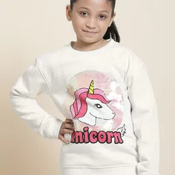 Kids Ville Girls Unicorn Printed Sequinned Pullover Sweatshirt-image-63