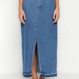 Trendyol Pure Cotton Straight Maxi Skirt-image-65