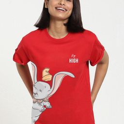 Bewakoof Women Red Printed Pure Cotton Relaxed Fit T-shirt-image-60