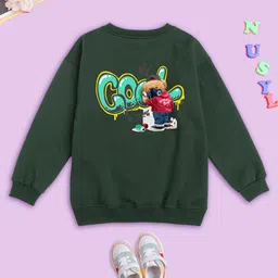 NUSYL Kids Printed Round Neck Fleece Oversized Pullover-picture-11