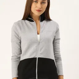 Campus Sutra Women Grey & Black Colourblocked Sweatshirt-picture-47