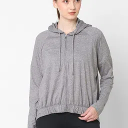 ASICS Women Soft Stretch Knit Full Zip Solid Hooded Sweatshirt-image-75