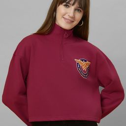 Free Authority Wonder Woman Printed High Neck Loose Fit Pure Cotton Sweatshirts-image-34