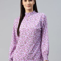 plusS Purple & Pink Floral Print Top-15
