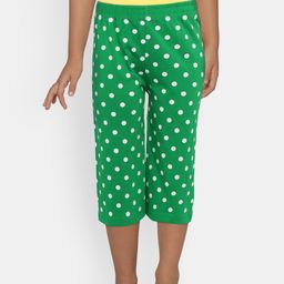 SINI MINI Girls Green & White Polka Dotted Regular Fit Capris-image-67
