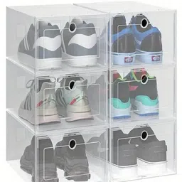 TIED RIBBONS Transparent 6 Pieces Super Strong Shoes Organiser-54