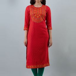 KALINI Ethnic Motifs Printed Thread Work Kurta-image-57