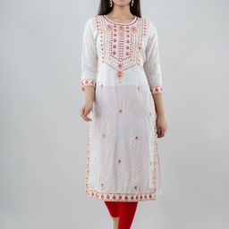 KALINI Ethnic Motifs Embroidered Straight Kurta-image-66
