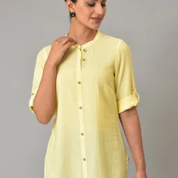 AURELIA Mandarin Collar Roll Up Sleeves Kurti-picture-49