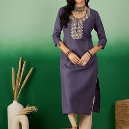 Sangria Embroidered Kurta-image-7