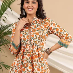 Rain & Rainbow Ethnic Motifs Printed Pure Cotton Kurti-58