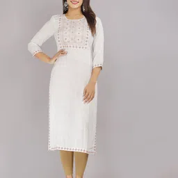 KALINI Thread Work Detail Yoke Design Straight Kurta-picture-31