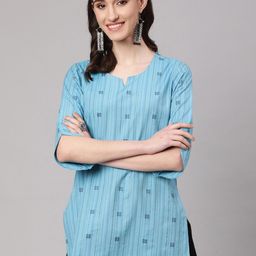 AKIMIA Woven Design Pure Cotton Jacquard Handloom Kurti-image-69