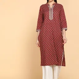 aturabi Ethnic Motifs Printed Gotta Patti Cotton Kurta-picture-13