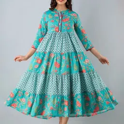 SBR BABA KURTI Floral Printed Tiered Anarkali Kurta-picture-32