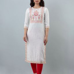 KALINI Ethnic Motifs Printed Mirror Work Straight Kurta-image-72