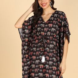 ZNX Clothing Ethnic Motifs Printed V-Neck Kaftan Kurti-picture-21