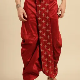 Sanwara Men Embroidered Art Silk Dhoti Pants-picture-46