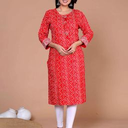 MIRAVAN Bandhani Printed Straight Kurta-image-65